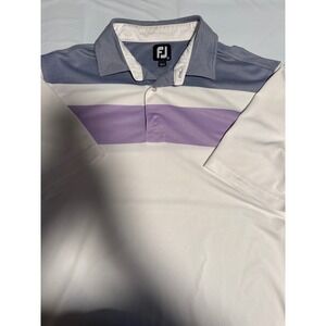 FootJoy Golf Polo Shirt Striped Performance Athletic Casual Mens Size M